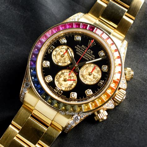 replica yellow gold rolex daytona rainbow diamond copy watch|rolex daytona rainbow everose gold.